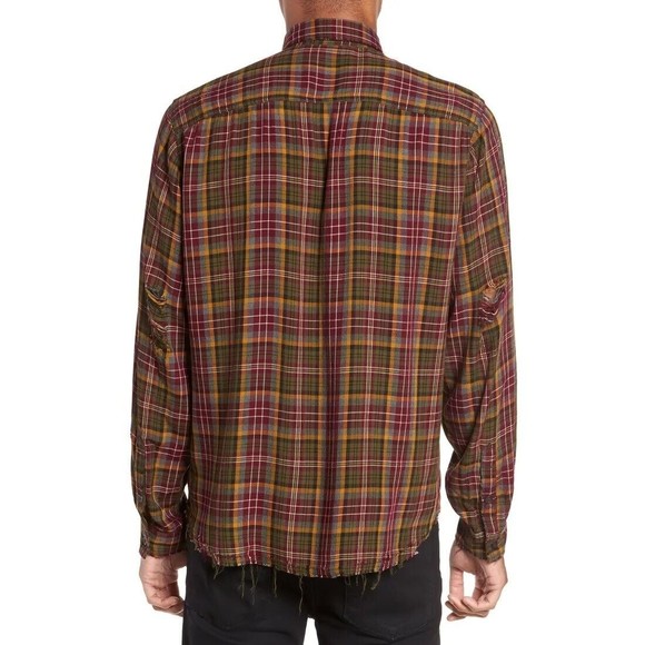 The Kooples Size Large Long Sleeve Destroyed Plaid Button Up Shirt - Picture 6 of 15